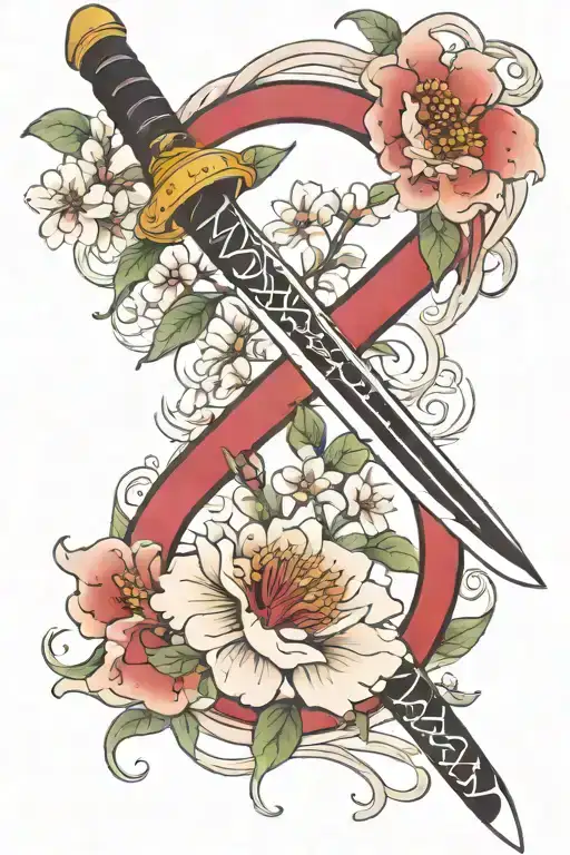 Katana Sword With Flower