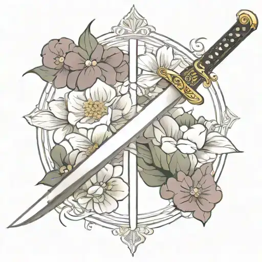 Katana Sword With Flower