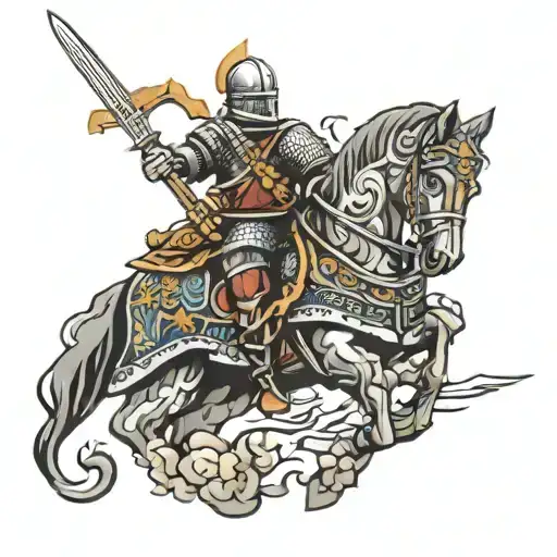 Serbian Knight Holding A Sword