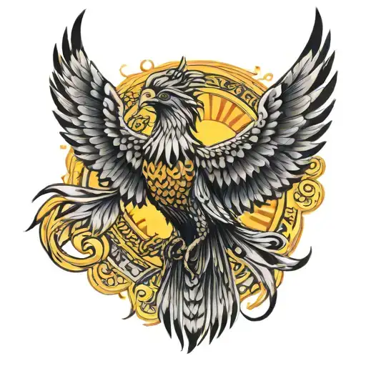 Simurgh Bird And The Sun With 21 Fringes