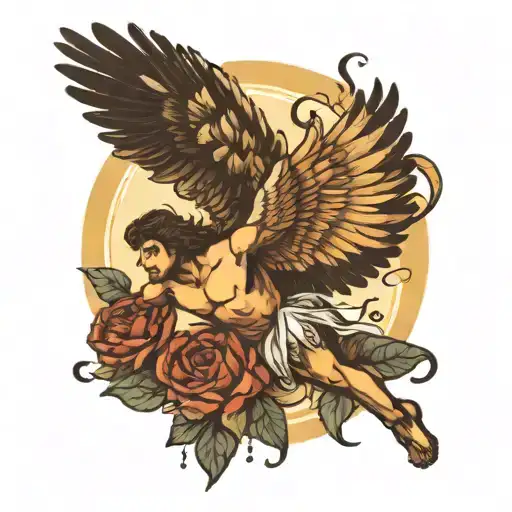 Indian Myth Icarus Falling With Outstretched