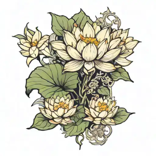 Lotus Flower Emerging From Ancient Ruins