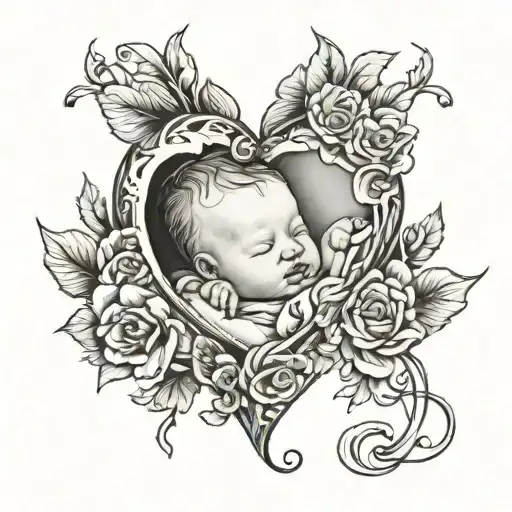 Big Newborn Baby Inside Real Shaped Heart