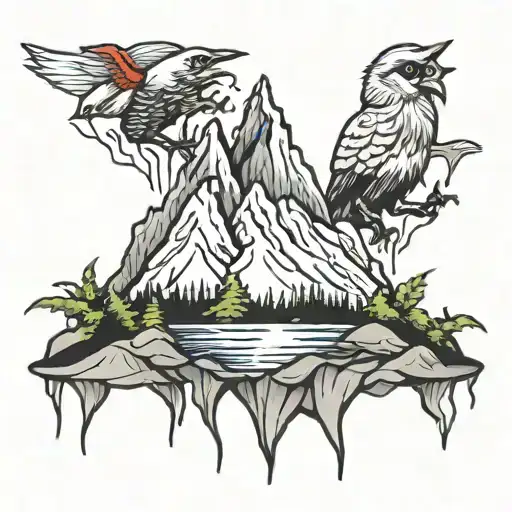 Mountain Pair Tattoo Design