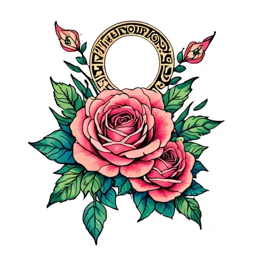 Cancer Zodiac Symbol With Roses Intertwined
