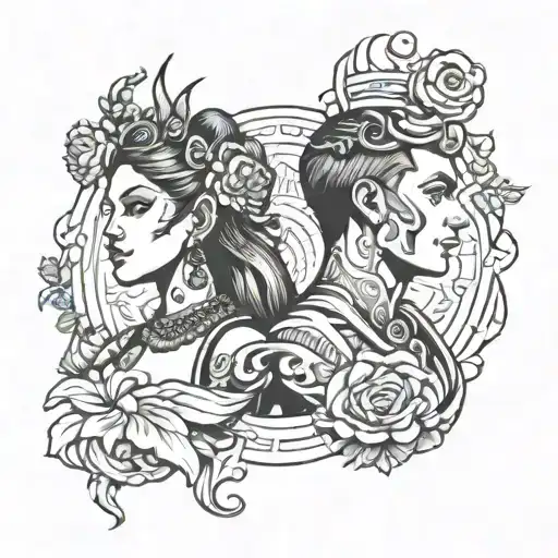 Male Servant And A Female Goddess