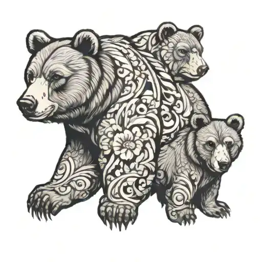 Bear With 2 Cubs