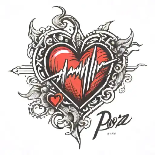 Heart Beat Line With Popz Name Written