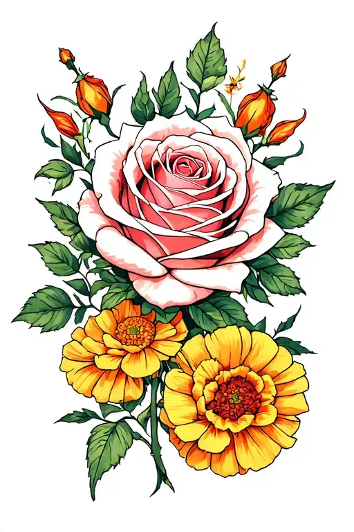 Rose And Marigold