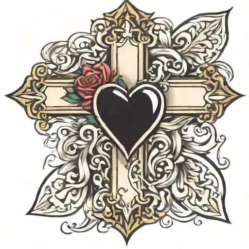 Crystal Heart Cross