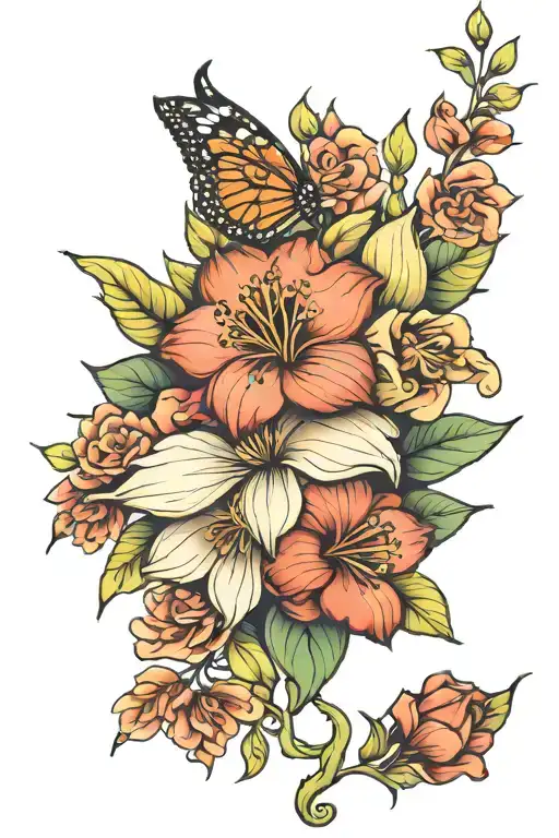 Leg Flower And Nature Tattoo Design