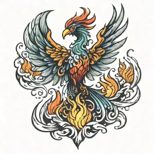 Phoenix Rising From Flames