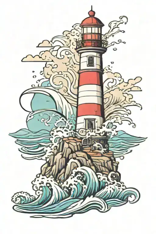 Lighthouse Standing Tall Amidst Crashing Waves