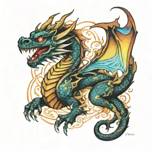 Dragon With Auras Around It