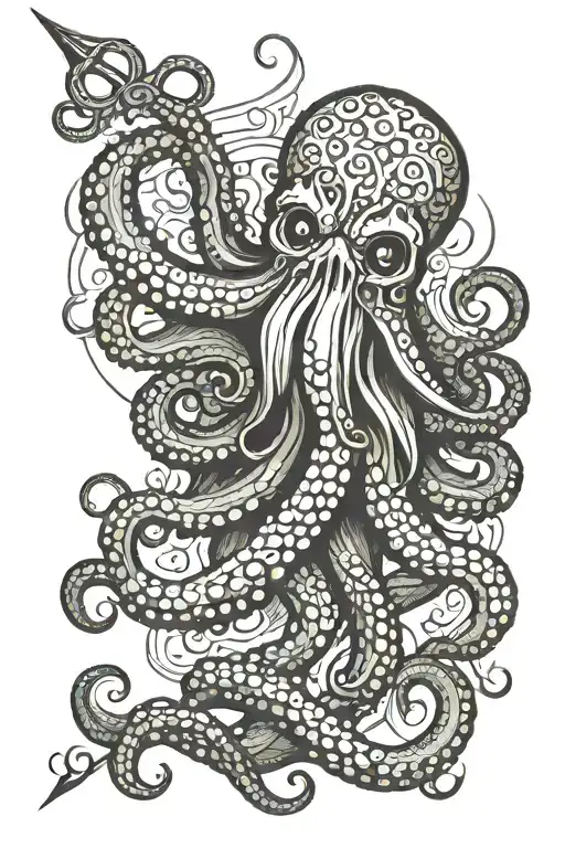Octopus And Posiedon Spear