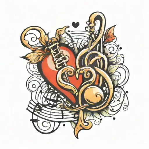 Love And Music Note Intertwined