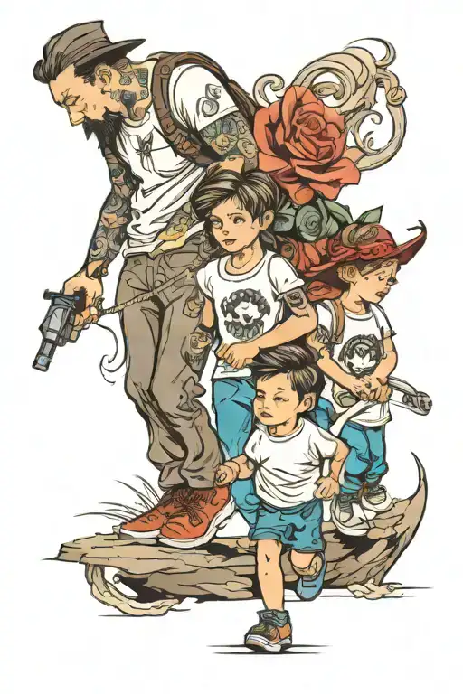 3 Kid 1 Mom 1 Dad Walking