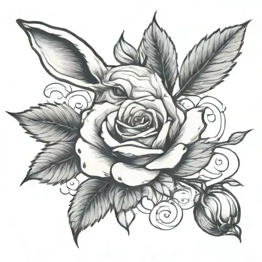 Rose With Bunny Image Blended In