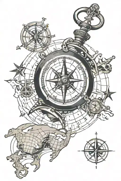 Nautical Map With A Compass