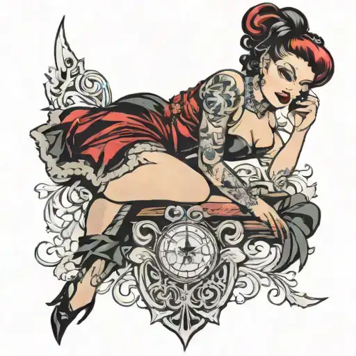 Pinup Girl Dressed In Gothic Style