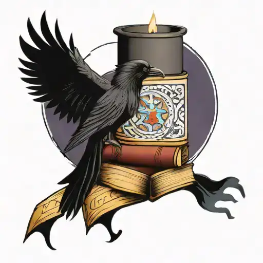 Books Raven Candle