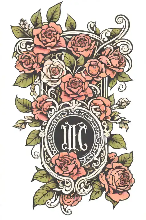 Roman Imperial Logo Surrounded By Flowers Growing