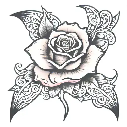 Rose With Breast Cancer Ribbon