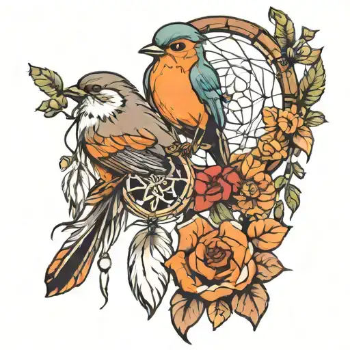 Dreamcatcher And Robin And Mushroom