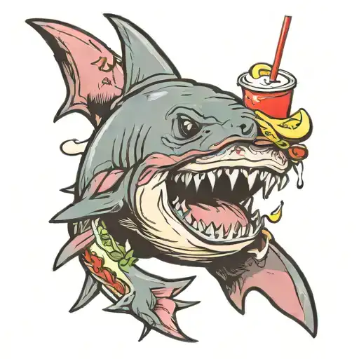 Bullshark Eating Bologna Sandwich Drinking Capri Sun