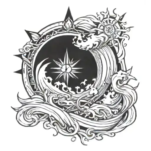 Sun Wave Compass Intertwined