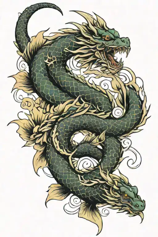 Dragon And Koi Fish