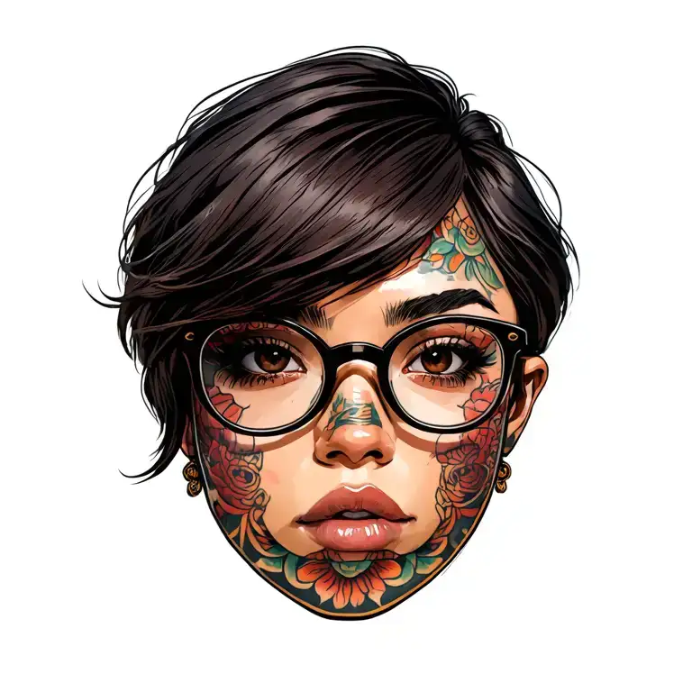 Girl With Glasses And Short Hair With Western Border