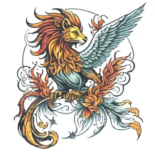 Lion And Pheonix Bird