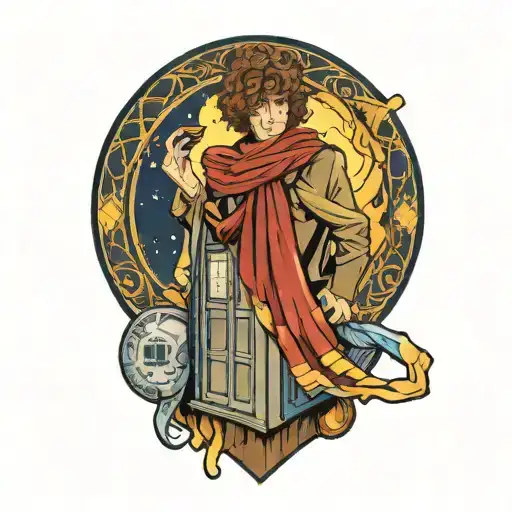 4Th Doctor Scarf Wrapping Around Tardis