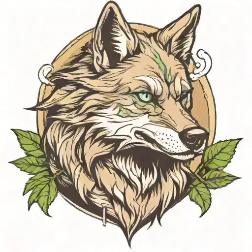 Stoner Wolf Smokin Weed Outside