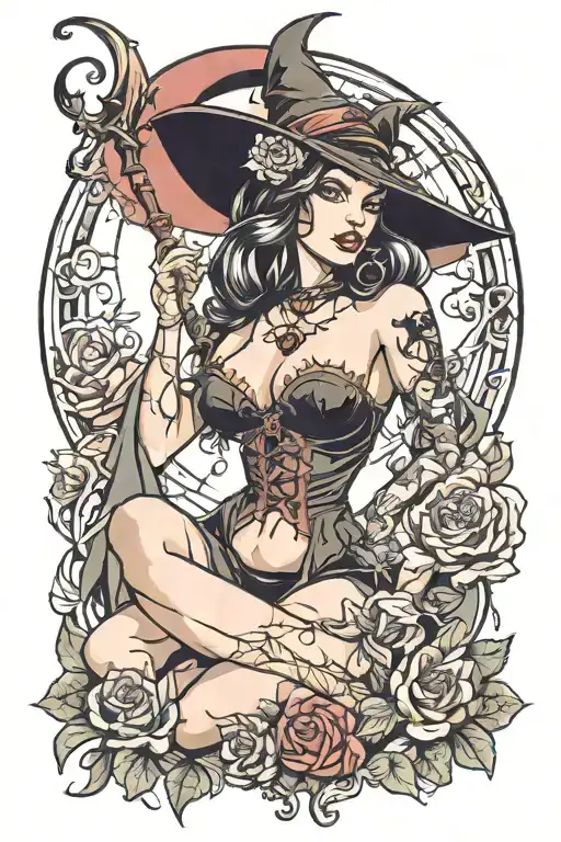 Sexy Witch Pin Up Girl In Lingerie