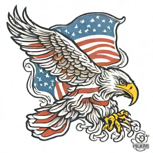 American Flag Waving Proudly With American Eagle