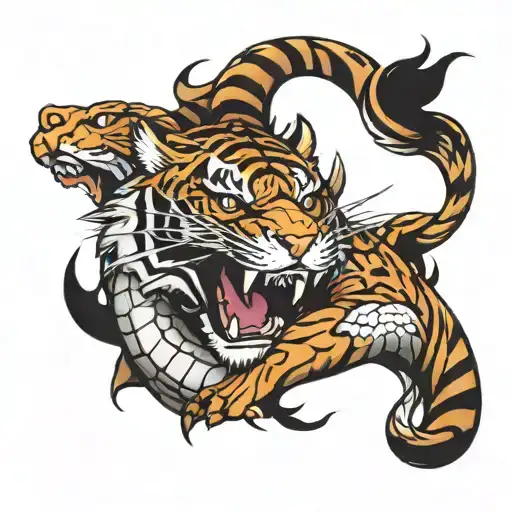Snake Fighting Tiger