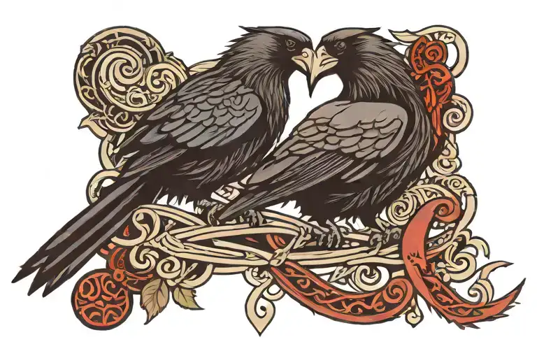 Viking Raven And Initials Intertwined