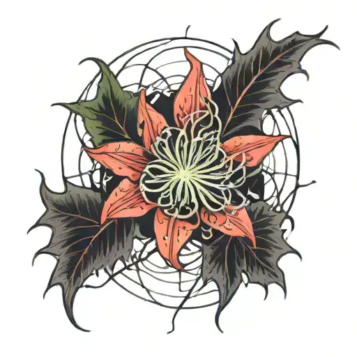 Red Spider Lily In Spider Web