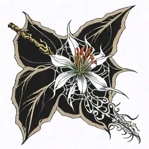 Spider Lily In Spider Web