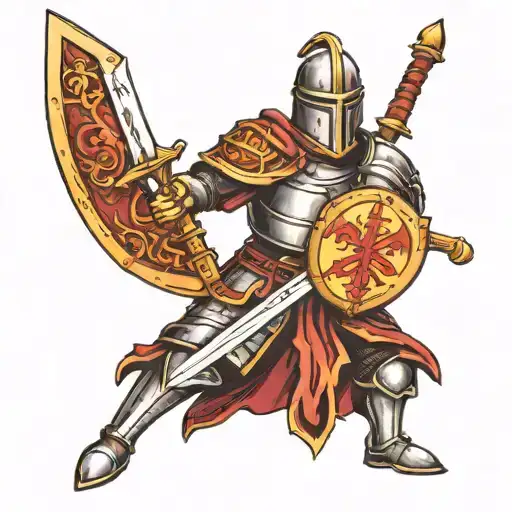 English Crusader Knight With Sword