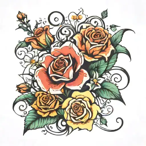 Rose Daisy Lily Vines Brestbone