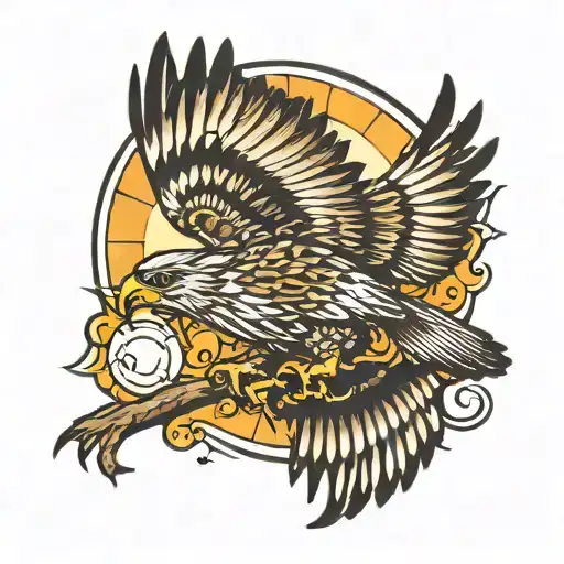 Hawk Flying Near Sun