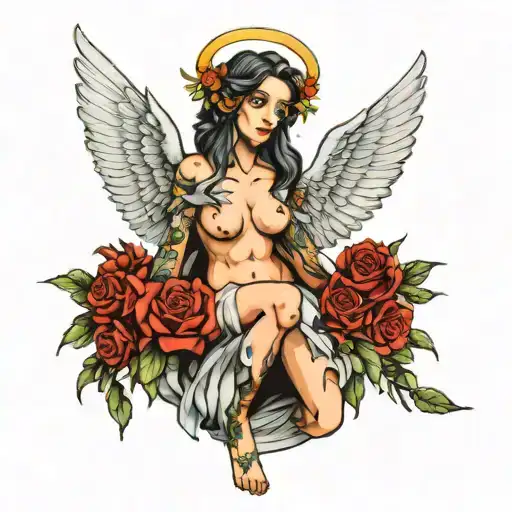 Mary Cryinn With Wings Spread Wide