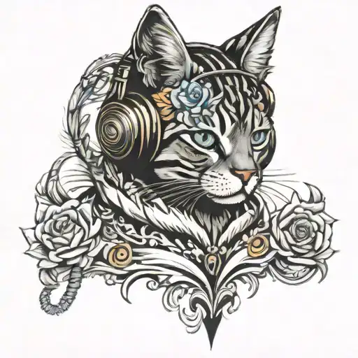 Cat Wearing Headphones