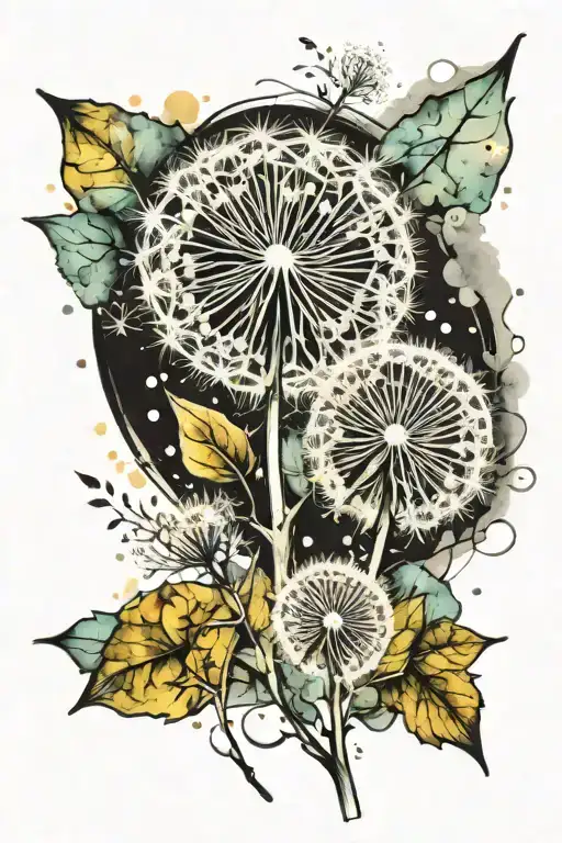 Dandelion Watercolor Tattoo For Mother And Daughter