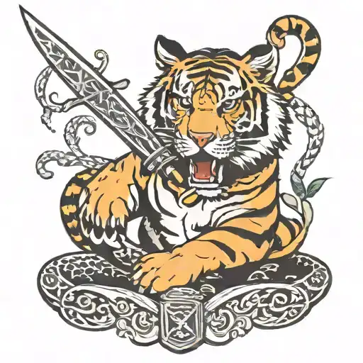 Tiger With Snake A Dagger