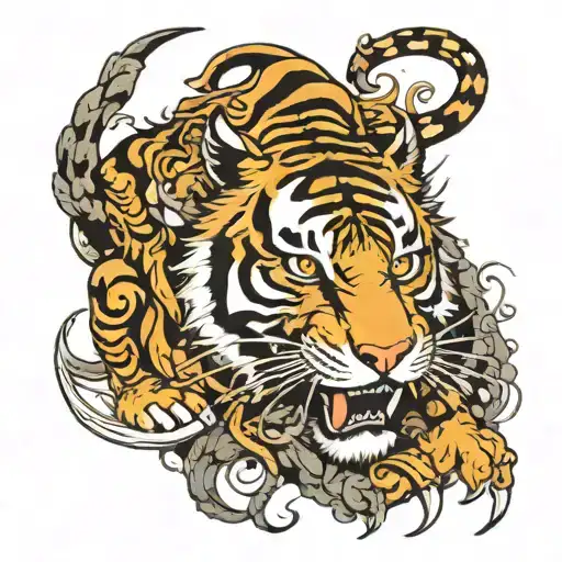 Tiger Fighting Demons