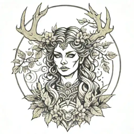 Forest Guardian Woman With Antlers